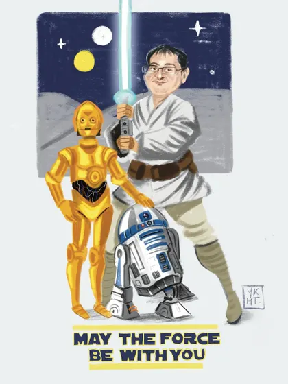 For the fan in your life! I love creating quirky and fun commissions, like this custom Star Wars themed caricature. If you have a unique idea based on a favorite movie, show, or inside joke, I can illustrate it for you.