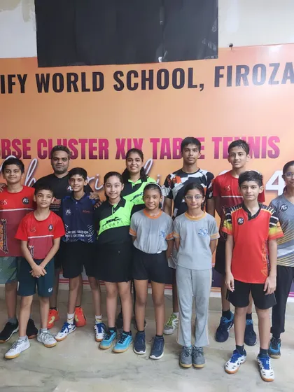 The entire contingent of Alightians who participated and won at the CBSE Cluster XIX Table Tennis Championship.