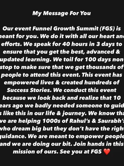 My personal message for you. We created FGS because we needed this guidance 10 years ago. We are here to empower you.