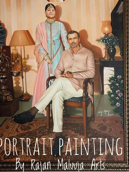 Another view of the magnificent Royal Portrait Painting, showcasing its impressive scale and the rich, antique-style frame that completes the artwork.