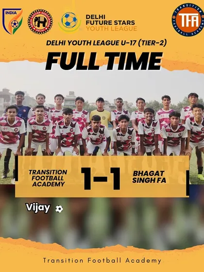 Full time result of a 1-1 draw for my U-17 team. Every point is fought for in this competitive league.