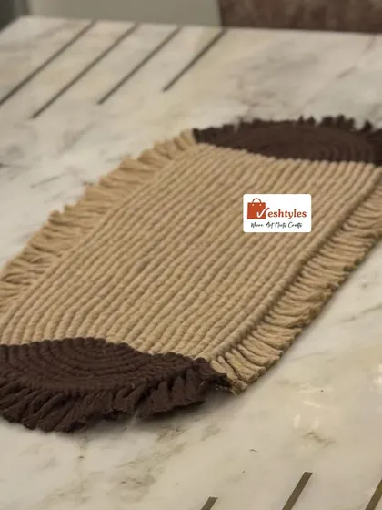Another angle of the macrame table mat. I can customize the size and colors to fit your table perfectly.