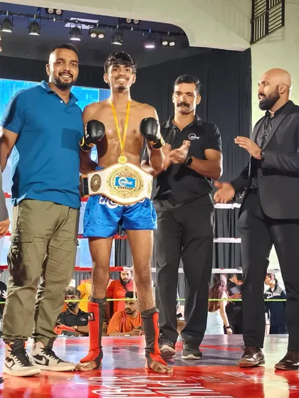 In the ring with my fighter after his title belt victory at the 2024 AIMMAF championship in Siliguri. A moment of immense pride.