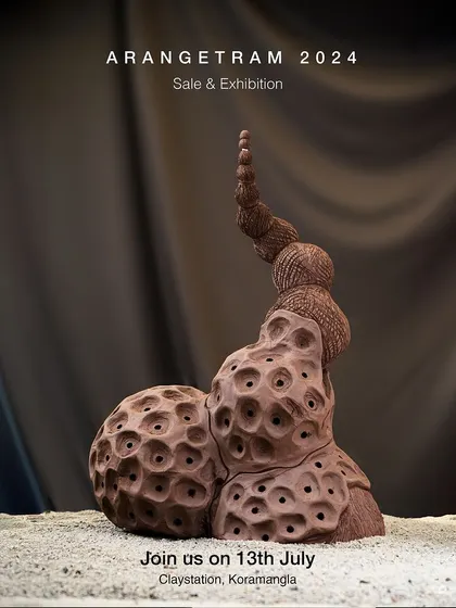 Siri, an emerging ceramic artist passionate about hand-building, presents her "Marine Marvels" collection at Arangetram. Her work is a dialogue with the natural world, using non-functional, coral-inspired sculptures to spark curiosity and promote marine conservation.