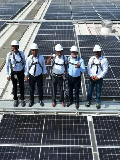 The leadership teams from Velan and our company stand on the walkway of the newly inaugurated rooftop solar plant. These partnerships are built on a shared vision for environmental consciousness and sustainable manufacturing.