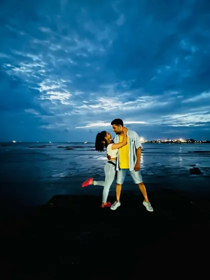 Us against the twilight sky. These quiet moments together are just as important as the high energy ones on the dance floor.