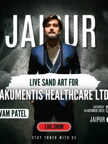 Announcing a live sand art show in Jaipur for Akumentis Healthcare Ltd.