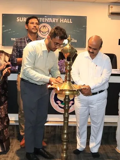 Participating in the traditional lamp lighting ceremony to inaugurate the CPE Seminar at ICAI Thiruvananthapuram.