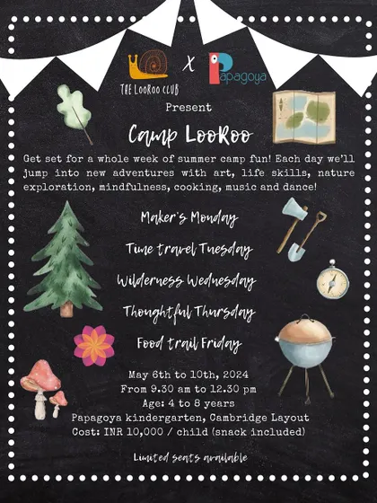 Announcing Camp LooRoo, a week-long summer camp hosted at our kindergarten, with daily themes centered around creativity, nature, and exploration.