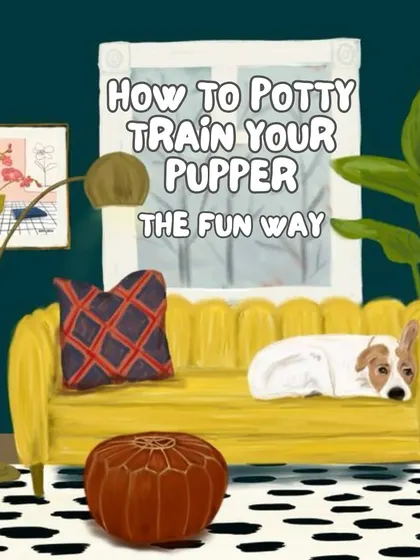 Potty training a puppy can be a fun and positive experience. This series of images shares some game-like approaches to make it less stressful.