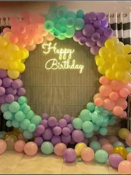 This beautiful pastel rainbow balloon ring is another one of our popular and budget-friendly choices. It's perfect for creating a cheerful and colorful atmosphere for any happy occasion.