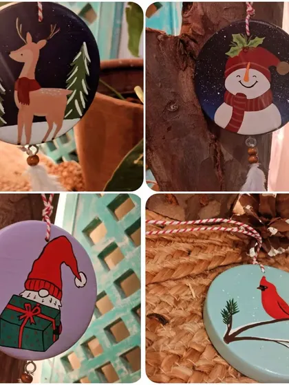 Embrace the festive spirit with our hand-painted wooden ornaments. Each piece is a unique masterpiece, featuring charming designs like reindeer, snowmen, and gnomes.