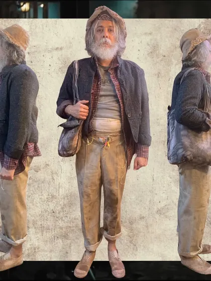 This is the complete character breakdown for an Infinix ad campaign. I designed this layered, weathered look from all angles to build a believable persona, ensuring every detail from the worn jacket to the dirt-stained trousers contributed to his backstory.