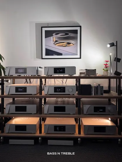 A full stack of CH Precision electronics. This is what a cost-no-object, reference-level audio system looks like, designed for the ultimate in precision and fidelity.