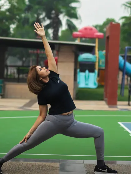 The Extended Side Angle Pose, or Utthita Parsvakonasana, is a powerful standing pose that strengthens the legs, opens the hips, and stretches the entire side of the body.