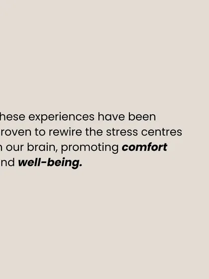 As this graphic explains, positive sensory experiences have been proven to rewire the stress centers in our brain, promoting comfort and well-being.