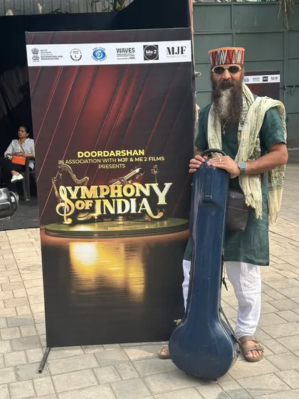 At the 'Symphony of India' event. The tagline "Mile Sur Mera Tumhara" (When my note and your note meet, our melody is born) perfectly captures the spirit of unity and harmony that both music and yoga promote.