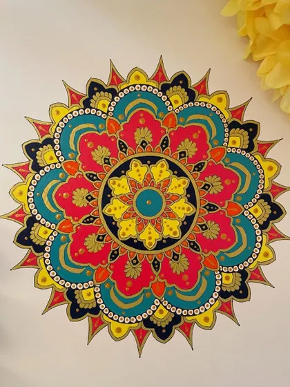 Discovering inner peace, one circle at a time. This is the final piece from my ornate mandala series, combining a vibrant mix of colors to create a joyful, sun-like effect.