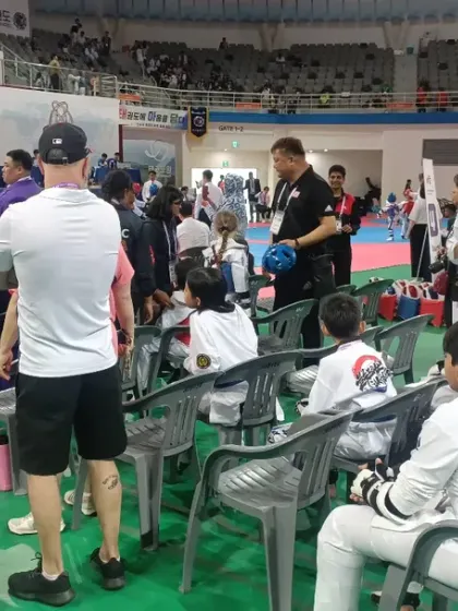The waiting area at the competition, buzzing with energy and anticipation.