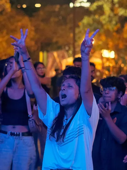 The energy of the crowd is everything. This fan is living her best life, and that's what we aim for.