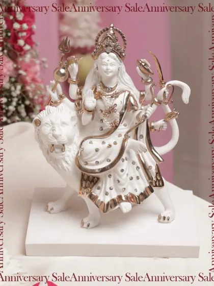 A decade of elegance celebrated with divine Navratri blessings. This white and gold Mata Rani moorti, part of my anniversary sale, is a perfect example of how I blend luxury with devotion in my creations.