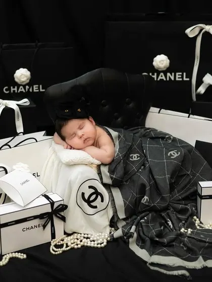 For the baby with high-fashion dreams. This Chanel-themed newborn shoot is stylish, chic, and incredibly unique.