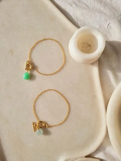 Another shot of my melon toggle bracelets.