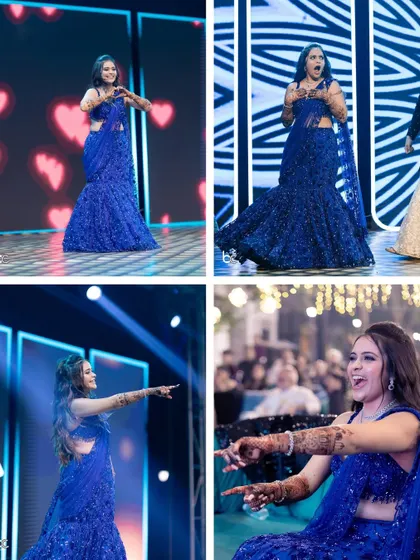 A showcase of the bride's stunning solo performance, capturing her grace, confidence, and killer dance moves on the Sangeet stage.