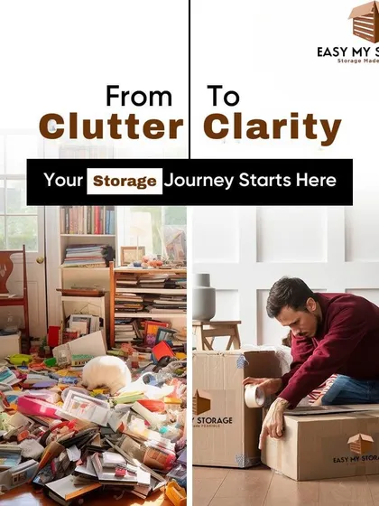 We help you go from clutter to clarity. This before and after visual shows how our packing and moving services can transform a chaotic space into an organized new beginning. Your storage journey starts here.