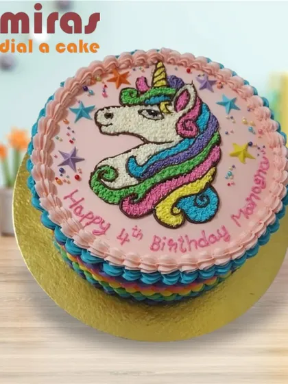 A classic unicorn pull-apart cupcake cake, perfect for sharing. The design is created with colorful frosting to form a unicorn's head, making it a fun and easy-to-serve party treat.