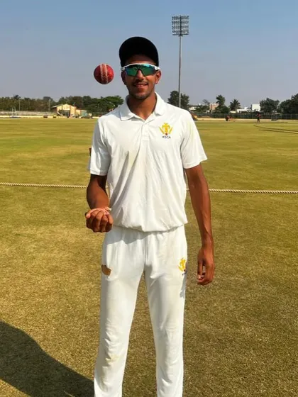 Aaditya Nair, one of our three players selected for the NCA U-19 camp, seen here during a practice session. His focus on fast bowling has earned him national recognition.