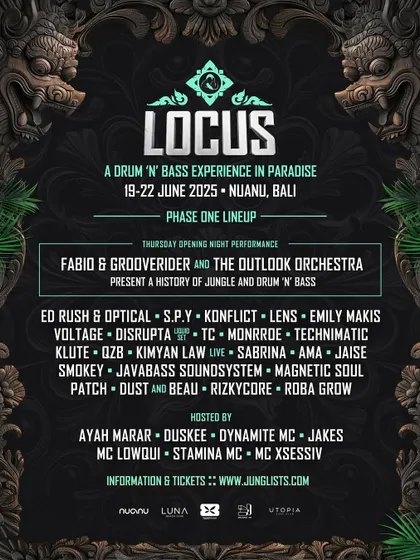 The official lineup for Locus 2025. I can't wait for the second round at this incredible Drum & Bass experience in paradise.