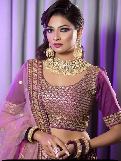 A glamorous party look created by one of my senior artists. The makeup is bold and defined, perfect for making a statement at an evening event.