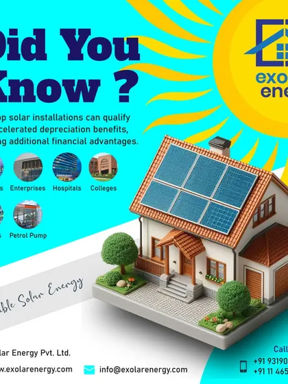 This infographic explains how businesses in sectors like factories, hospitals, and colleges can leverage accelerated depreciation for their rooftop solar installations.