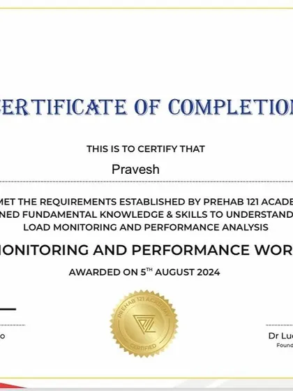 Investing in myself to better serve my athletes. My certificate for completing a workshop on Load Monitoring and Performance Analysis.