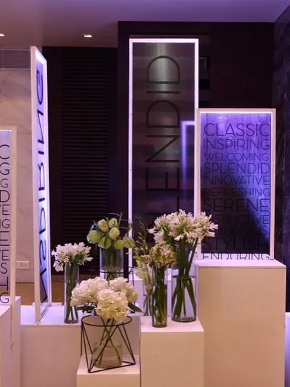 Custom-branded light installations for a corporate product launch. We work with you to incorporate your branding throughout the venue, creating an immersive and memorable brand experience for your guests.