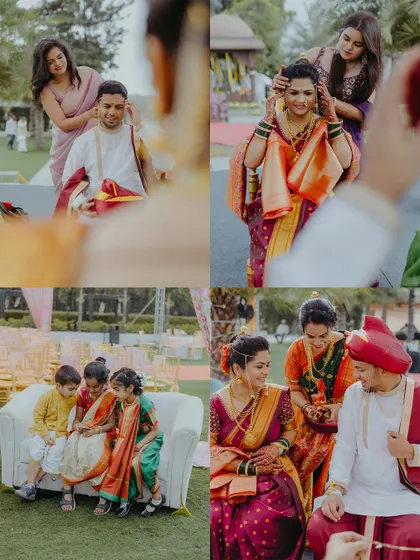 Candid moments of family and friends helping the bride and groom prepare for their big day.