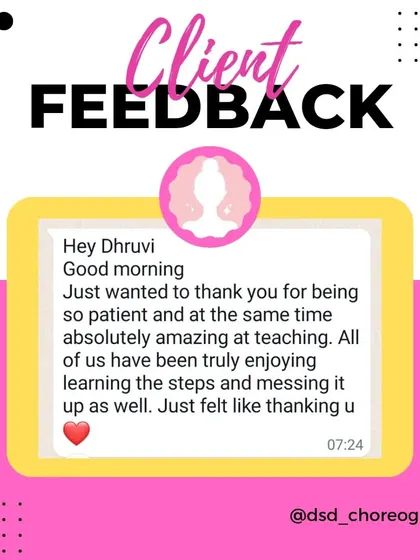 Nothing makes me happier than hearing from my clients. This feedback captures the patient, fun, and amazing atmosphere I strive to create in every single class and rehearsal. Your joy is my biggest reward.