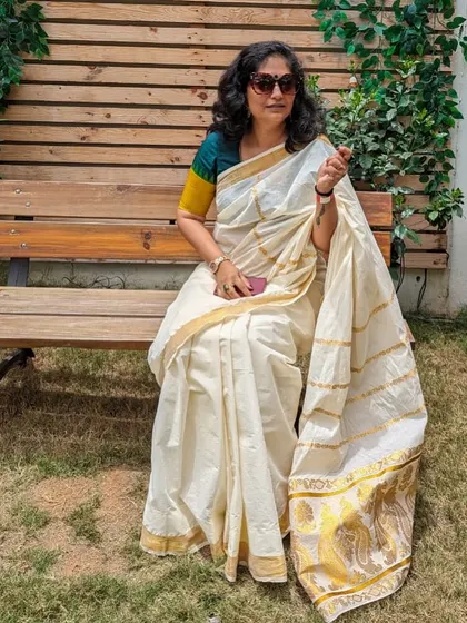 Feeling thankful, grateful, and blessed. Sometimes I dress up just for myself, and this beautiful white and gold kasavu saree always makes me feel connected to my roots.