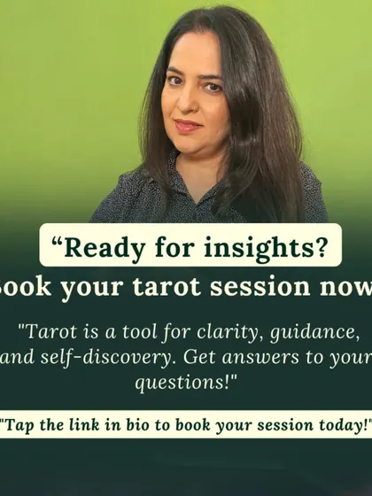 Ready for insights? This image is a call to action, explaining that Tarot is a tool for clarity and self-discovery. It encourages you to book a session to get answers to your important questions.