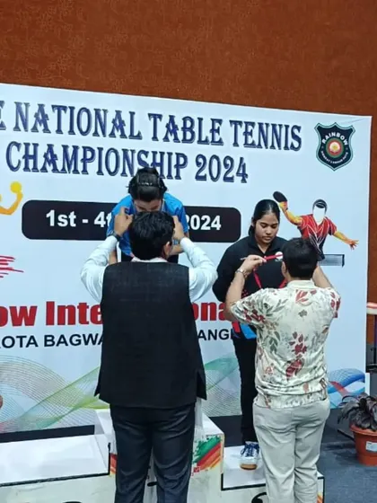 Ayushi Singhal receiving her bronze medal at the CBSE Nationals in Kangra, HP. She secured this in the highly competitive U-19 Girls Individual category.