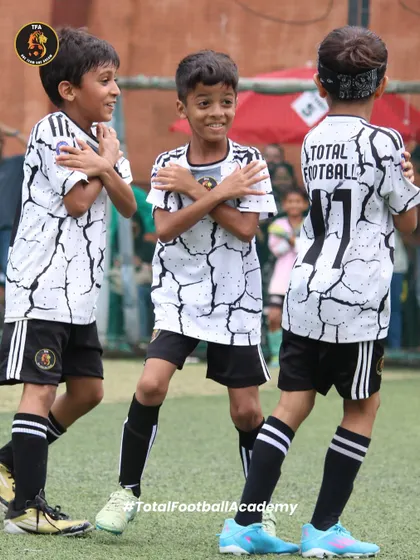 The pure joy of scoring a goal. Our young players celebrating with passion after the ball hits the back of the net.