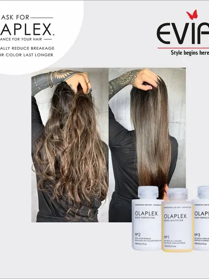This before-and-after shows the power of Olaplex. It's insurance for your hair, dramatically reducing breakage during color services and leaving it stronger and smoother than before.