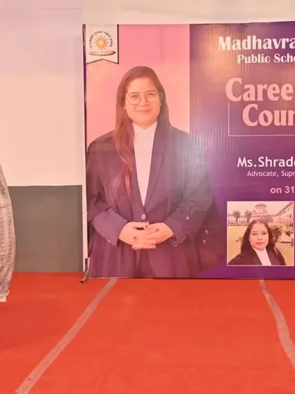Addressing students during a career counseling session at Madhavrao Scindia Public School in Bareilly. I aim to inspire the next generation to pursue their passions and understand their rights and responsibilities.