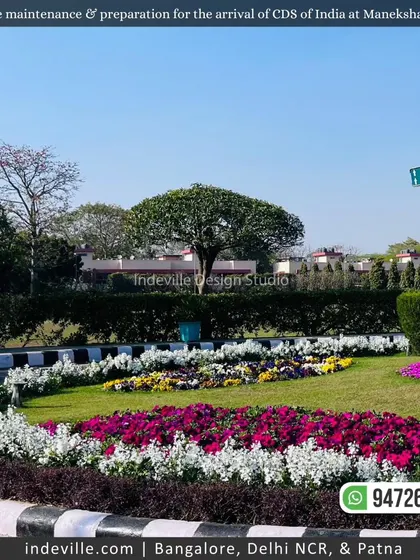 A close-up of the vibrant, multi-colored flower beds that my team plants and maintains at Manekshaw Centre.