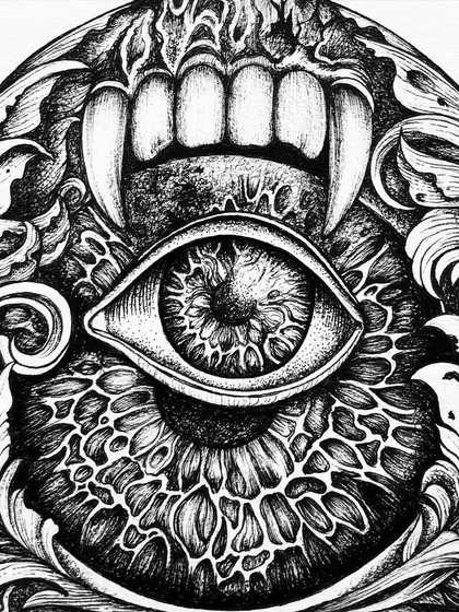 A close-up detail of the textures in the vampire eye design.