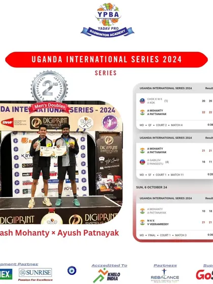 Another podium finish on the international circuit. My trainees Abhinash Mohanty and Ayush Pattanayak secured the Silver Medal in Men's Doubles at the Uganda International Series 2024.