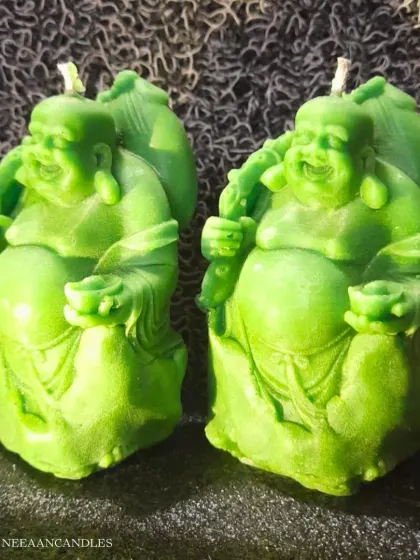 Bring home the glow of joy with my Laughing Buddha candle. I craft this to be a symbol of happiness and prosperity, adding positive vibes to your space.