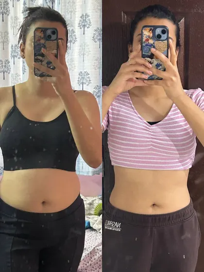 Real results come from consistency. This is my client Manshi, who lost 6 kgs in just three months by combining my training programs with mindful eating. This kind of transformation in body composition and confidence is what we can achieve together.
