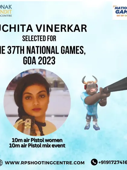 Congratulations to our shooter Ruchita Vinerkar for being selected for the 37th National Games in Goa to compete in the 10m Air Pistol and mixed team events.